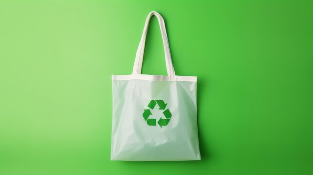 Eco Recycle Bag Background, No Plastic Bag Concept, Stop Using Disposable Package. Generative Ai