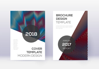 Modern cover design template set. Red abstract lin