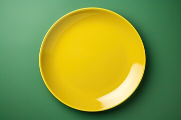 yellow monochrome dinner plate on green background created using generative AI tools
