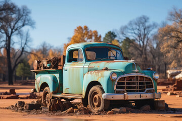 A photograph of an abandoned and weathered gas station, with rusted pumps, cracked windows, and a sense of bygone era in