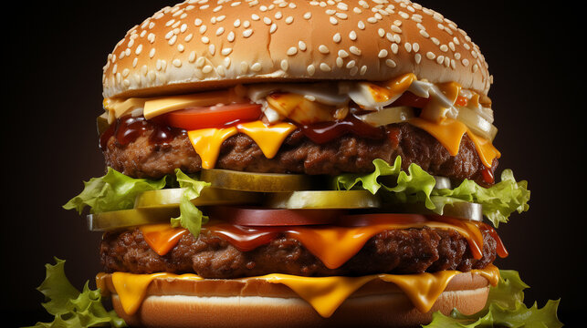 hamburger on a plate  HD 8K wallpaper Stock Photographic Image
