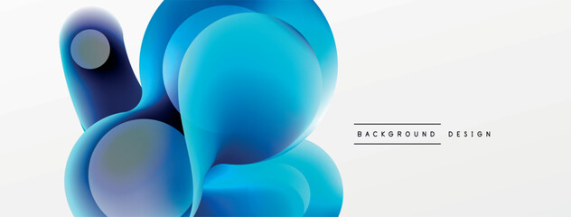 Fluid abstract background, round shapes and circle flowing design for wallpaper, banner, background or landing