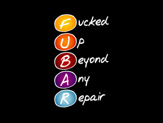 FUBAR - Fucked Up Beyond Any Repair acronym, concept background
