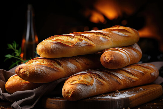 A photograph highlighting a market stand specializing in artisanal bread, with crusty baguettes, fluffy buns, and aromatic loaves, showcasing the craftsmanship of breadmaking in