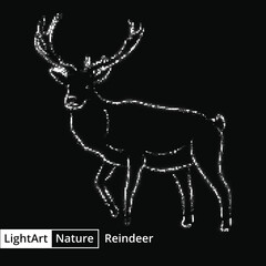 Reindeer silhouette of lights on black background