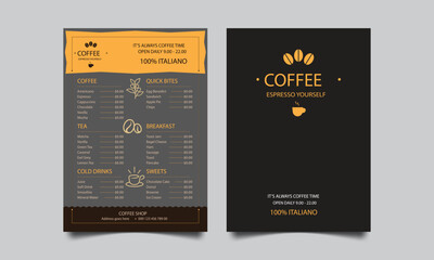 Restaurant cafe menu, template design. Food menu design