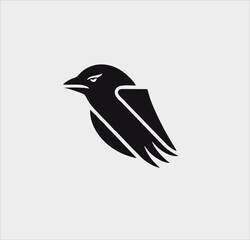 Raven bird icon vector silhouette, raven bird logo illustration design