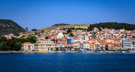 Naklejka na ściany i meble View form Lesbos or Lesvos - a Greek island located in the northeastern Aegean Sea