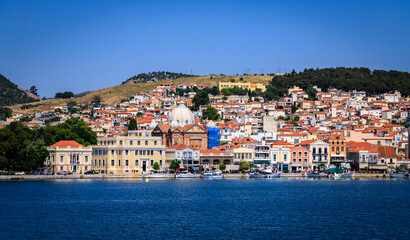 Fototapeta na wymiar View form Lesbos or Lesvos - a Greek island located in the northeastern Aegean Sea