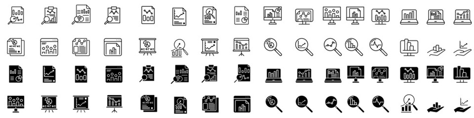 Business analytics icon vector set. Data analysis illustration sign collection. data science symbol. profit graph logo.