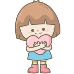 little girl hugging a heart