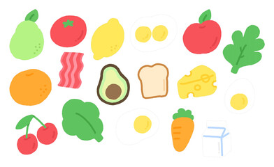 set of vegetables and fruits