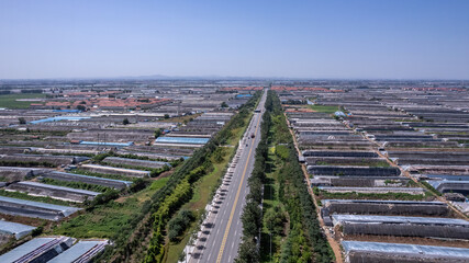 Aerial photo of the skyline of Shouguang vegetable greenhouse area