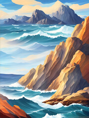 Seascape landscape. AI generated illustration