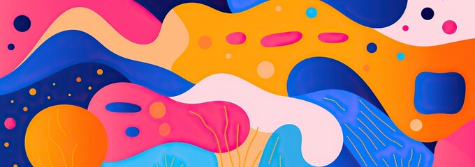 Fototapeta premium collage of a bright colored and abstract pattern, in the style of animated shapes, soft and rounded forms, minimalist illustrator,
