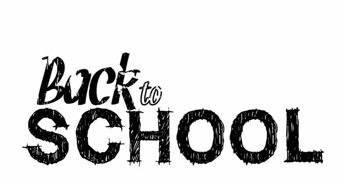 Animation of back to school black text on white background