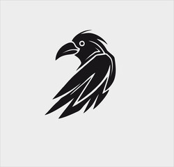 Raven bird icon vector silhouette, raven bird logo illustration design