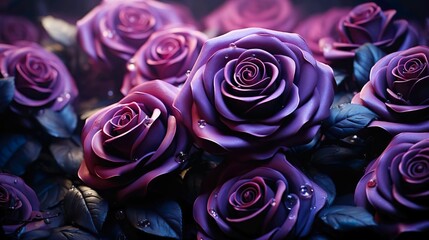 Fototapeta na wymiar Beautiful purple flowers in the night. 8k best quality