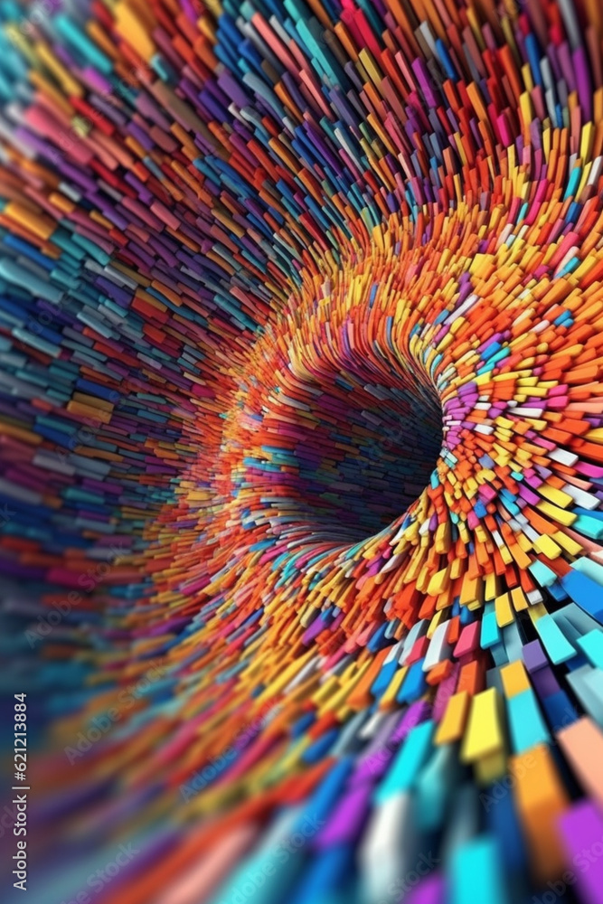 Poster art piece showcasing abstract and experimental animations, exploring movement, rhythm, and the interplay between light and color.  Generative AI technology.