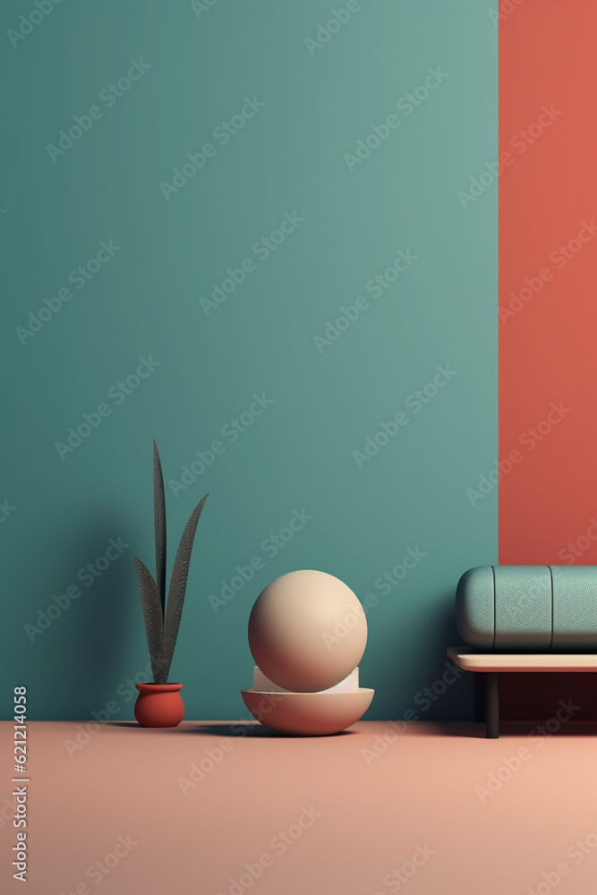 Fototapete a minimalistic digital illustration showcasing a single subject or object with a minimalist color pa