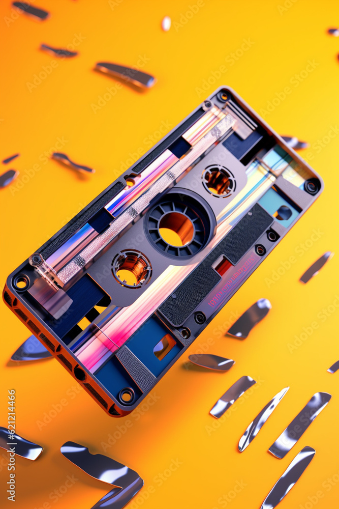 Leinwandbilder an image of an audio cassette tape in the process of being rewound or fast-forwarded, representing t