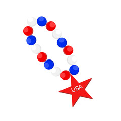 Round beads in red, blue, white and red star stated USA for celebrating the Independence Day on the Fourth of July 