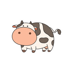 Kids drawing Cartoon Vector illustration cute cow icon Isolated on White Background
