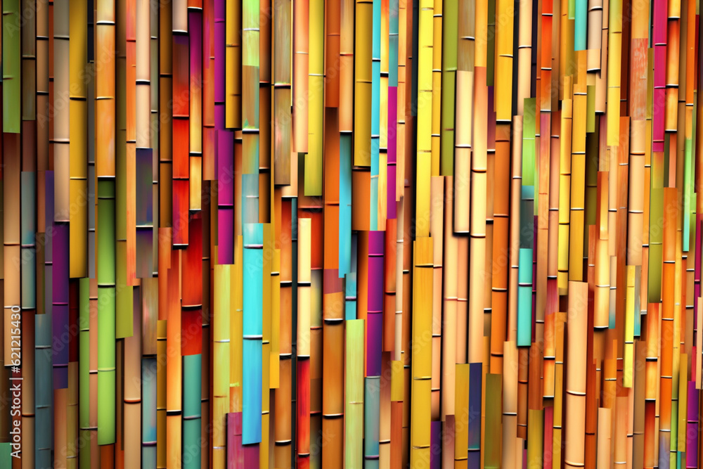 Aufkleber an image featuring abstract bamboo motifs, with vertical lines and soothing colors. generative ai te