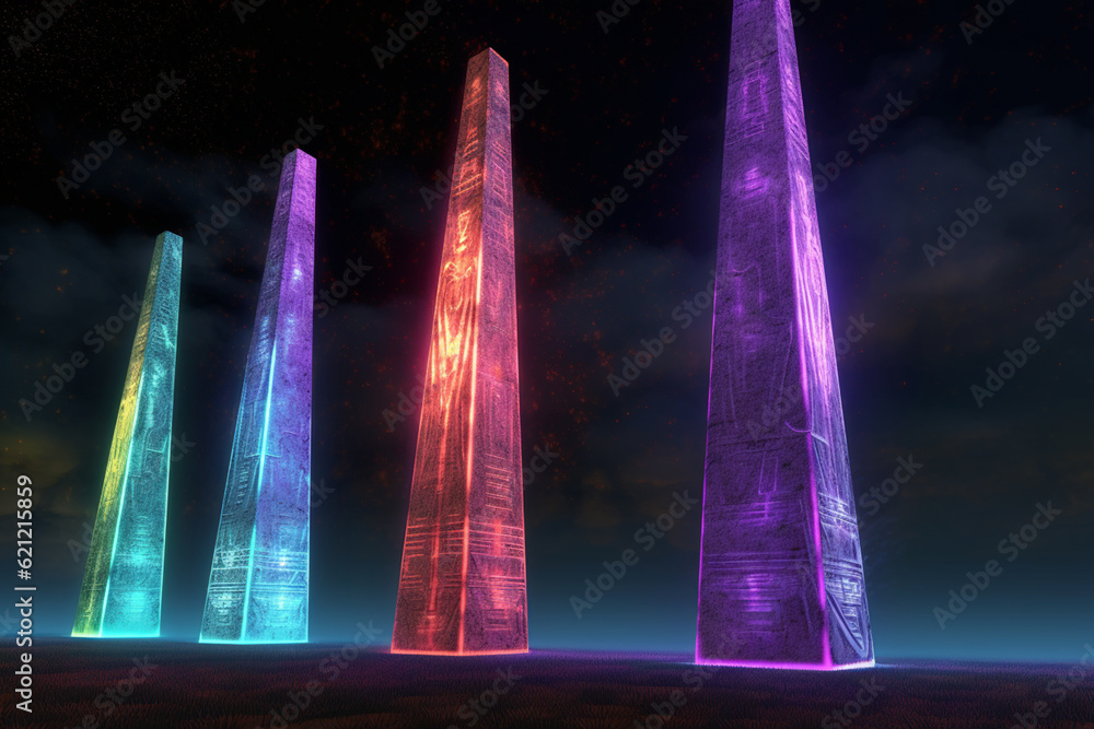 Leinwandbilder an image showcasing abstract interpretations of obelisks, towering monuments in ancient egypt, with 
