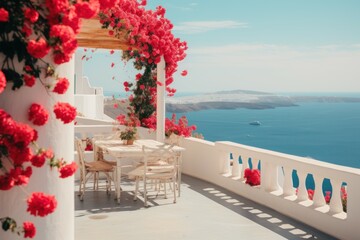 Fototapeta na wymiar Beautiful mediterranean terrace. Generate Ai