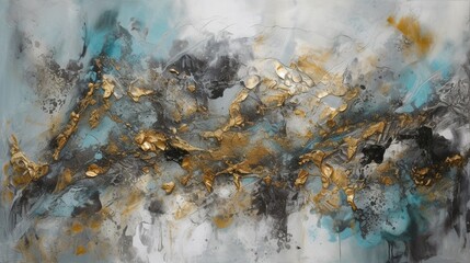 abstract background painting with blue and yellow colors and grunge texture. Generative AI.