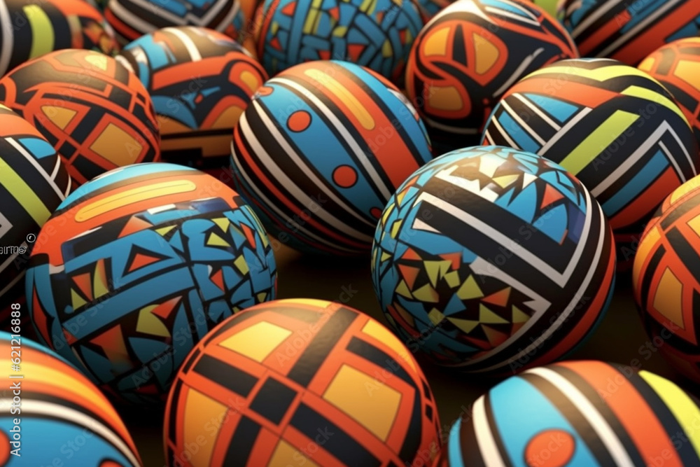 Poster An image featuring abstract representations of the Olmec rubber ball game, with dynamic lines and vibrant colors. Generative AI technology.