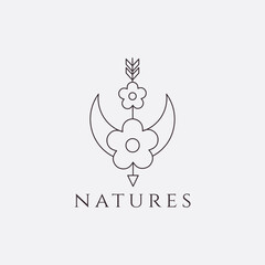 nature flower minimal beauty luxury boutique boho feminine logo design vector