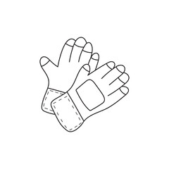 Hand drawn Kids drawing Cartoon Vector illustration cute rubber gloves icon Isolated on White Background