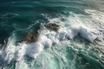 Caribbean sea wave view. Generate Ai