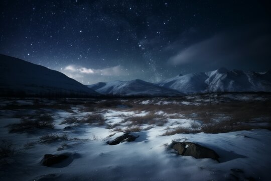 Tundra night sky. Generate Ai