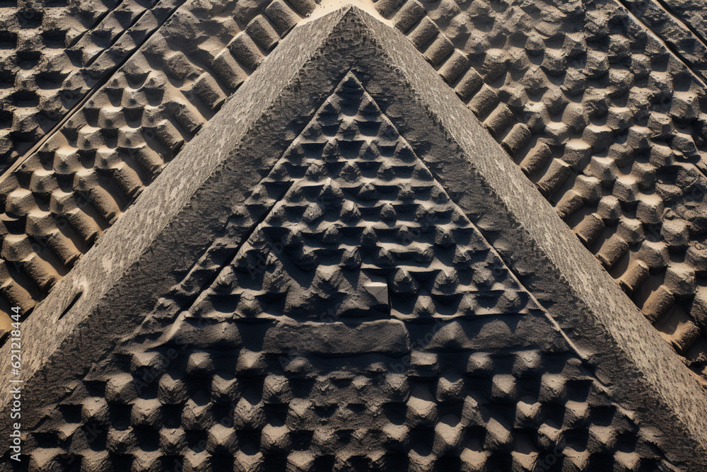 Leinwandbilder The image captures the geometric patterns and lines created by the arrangement of the pyramids, offering a fresh and unique viewpoint on the ancient monument.  Generative AI technology.