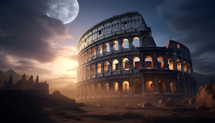 Fototapeta na wymiar colosseum at night city
