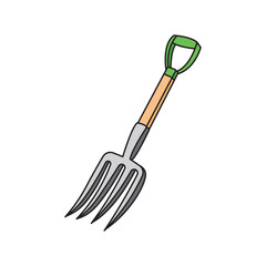 Kids drawing Cartoon Vector illustration pitchfork farming icon Isolated on White Background