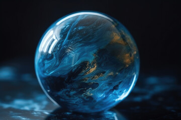 Ethereal Elegance: Exploring the Abstract Texture of a Blue Marble - Generative AI