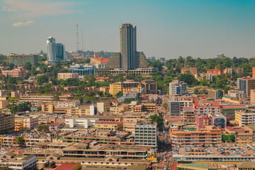 Hihg angel view of Kampala City seen from Gaddaffi National Mosque in Uganda