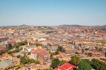 Hihg angel view of Kampala City seen from Gaddaffi National Mosque in Uganda