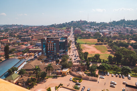 Aerial view of Kampala City seen from Gaddaffi Mosque, Uganda