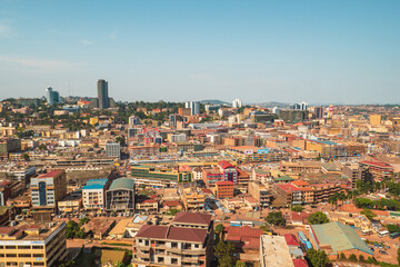 Fototapeta na wymiar Aerial view of Kampala City seen from Gaddaffi Mosque, Uganda