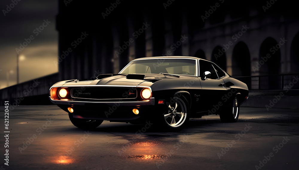 Wall mural muscle car background 4K smoke