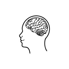 vector illustration of head with brain concept