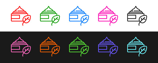 Set line Organic cosmetic icon isolated Set line background. Body care products. Vector