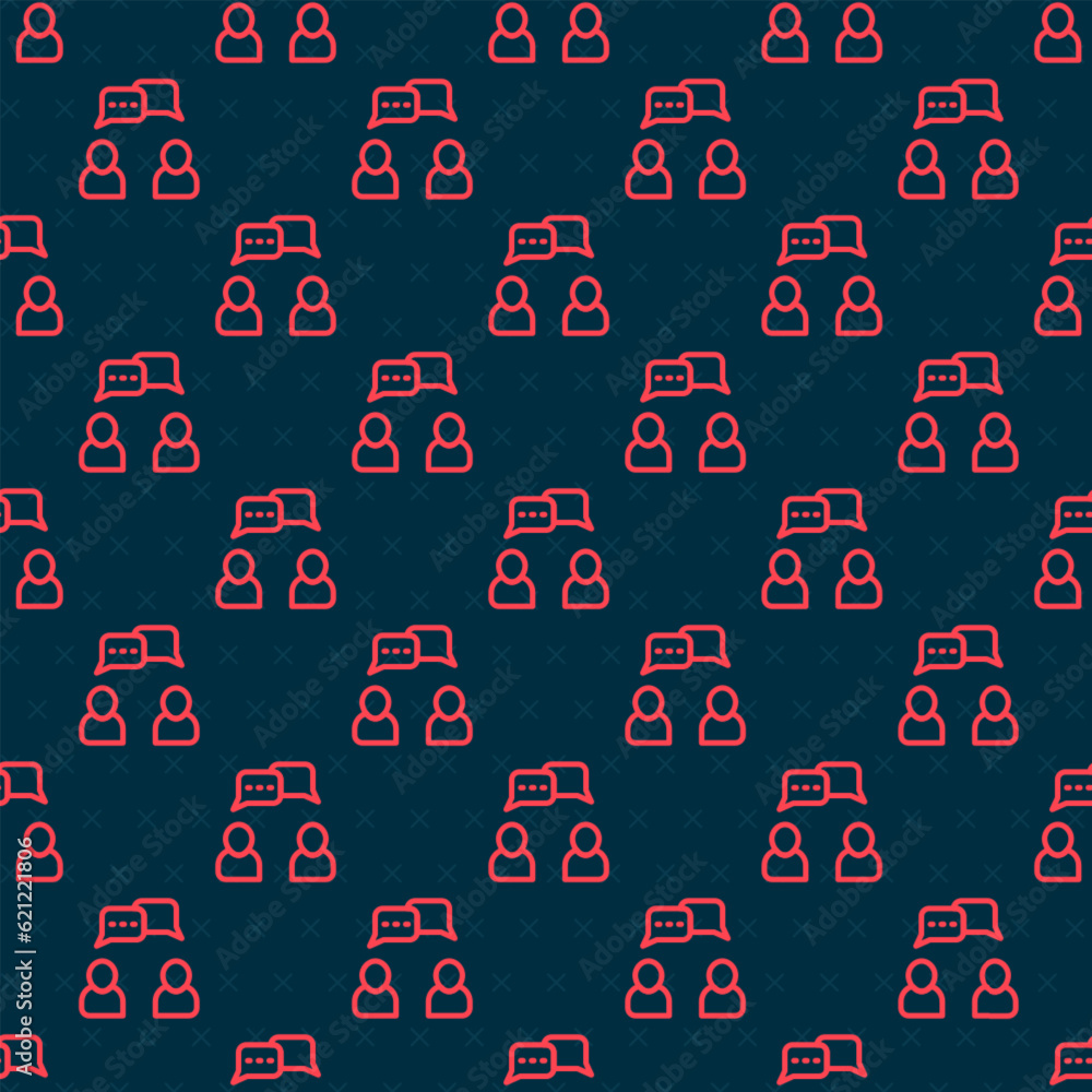Poster red line speech bubble chat icon isolated seamless pattern on black background. message icon. commun