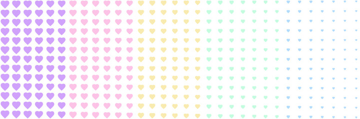 Horizontal pastel blended heart on white for pattern and background