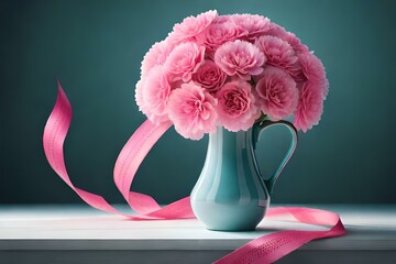 pink tulips in vase generating by AI technology